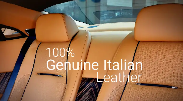 Best leather car seat covers in Dubai made with genuine Italian leather by Blackfeather with custom leather car seats Dubai installation