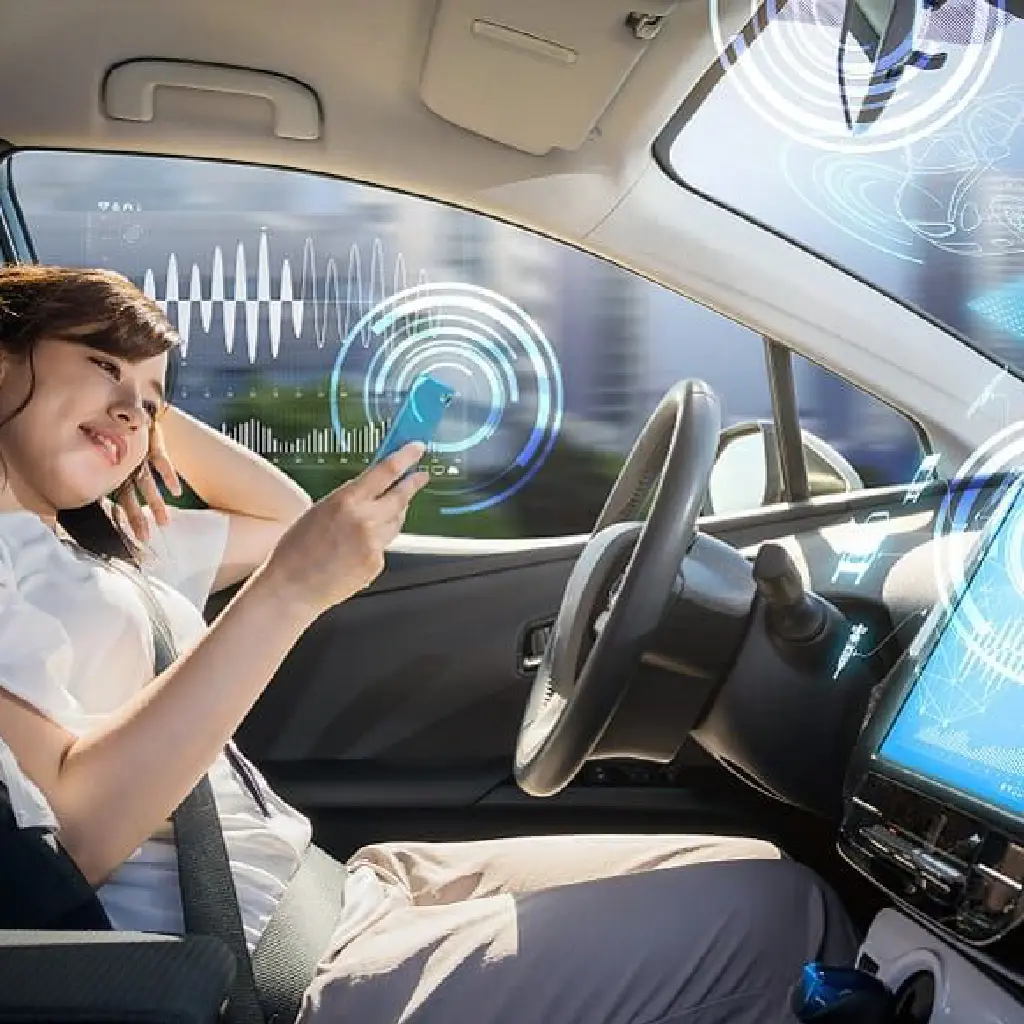 Android car systems with AI-powered touchscreen display and smartphone integration showcasing android car safety features and driving comfort technology.