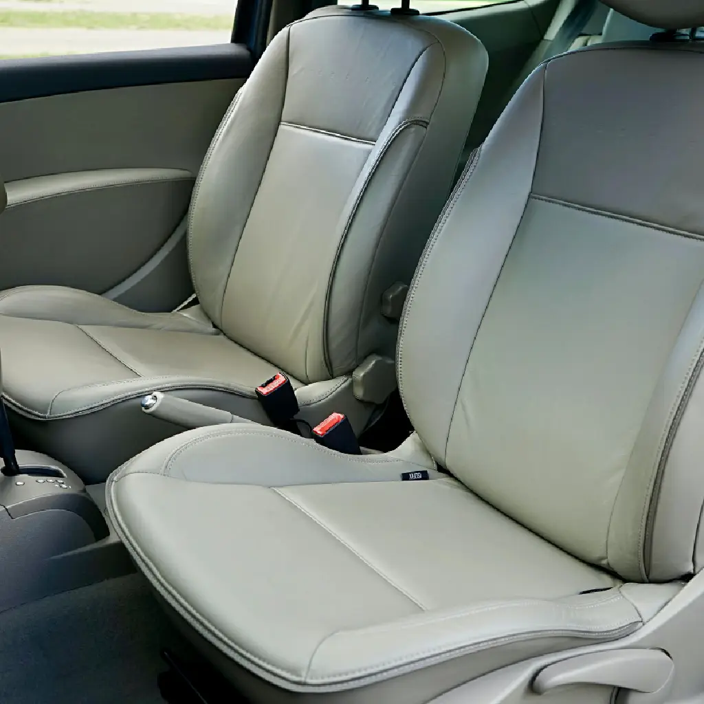 Blackfeather premium fabric car seat interior with soft grey upholstery